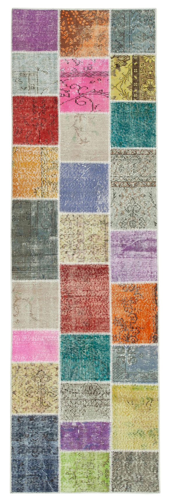 3x10 Hand-Knotted Patchwork Runner Rug - 37696