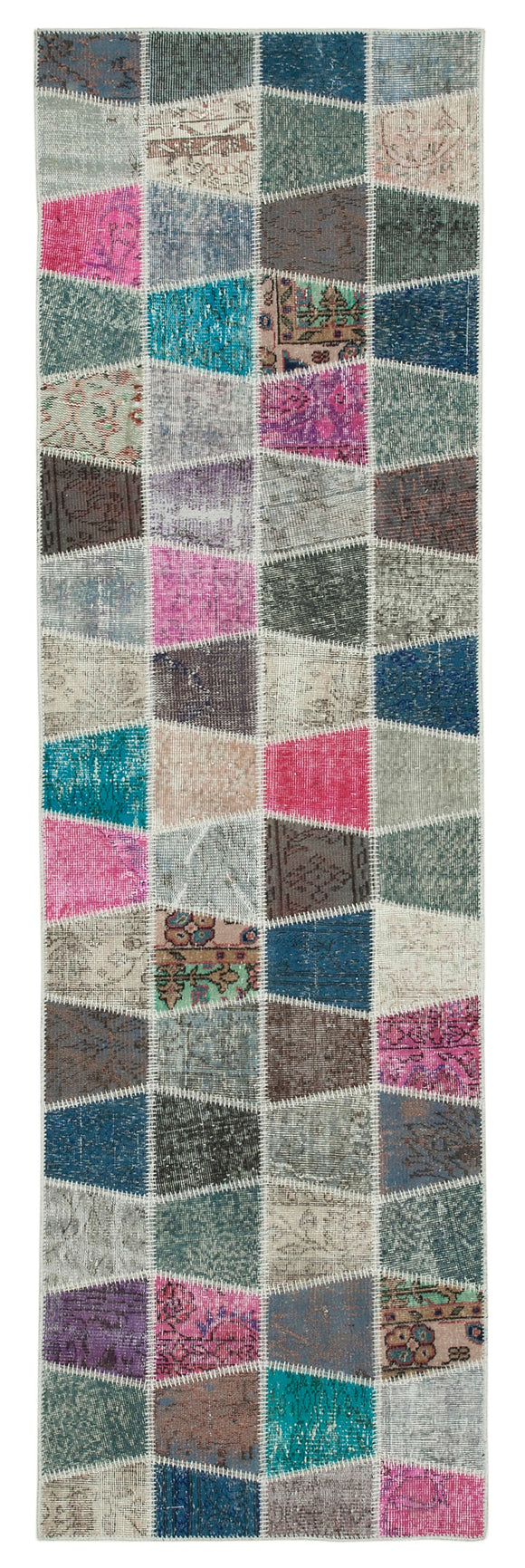 3x10 Hand-Knotted Patchwork Runner Rug - 37715