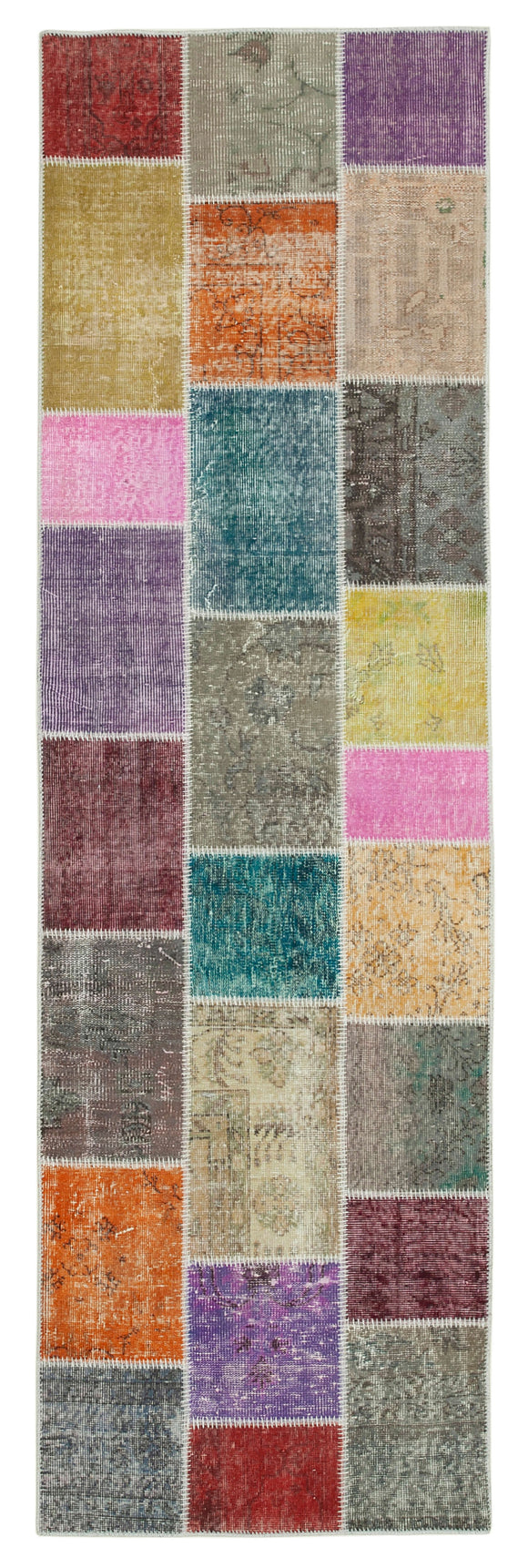 3x10 Hand-Knotted Patchwork Runner Rug - 37717
