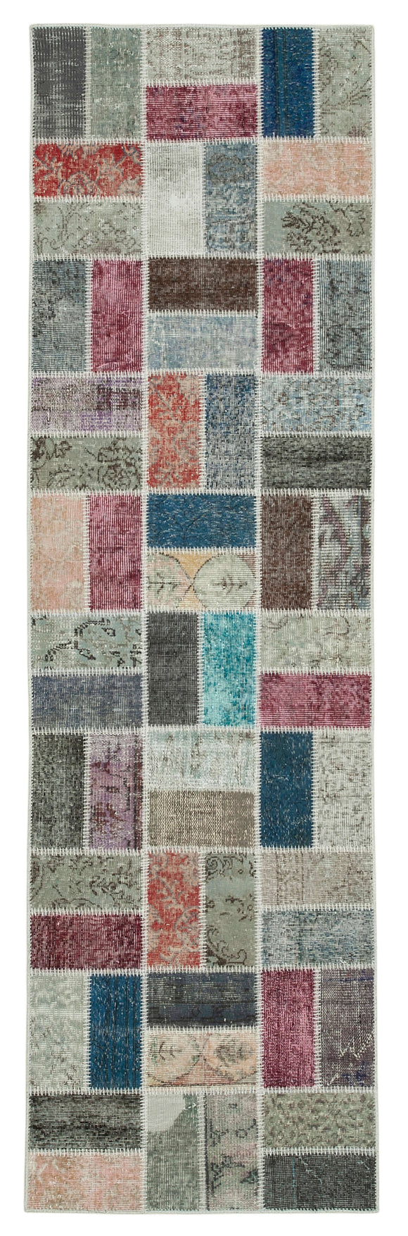 3x10 Hand-Knotted Patchwork Runner Rug - 37718