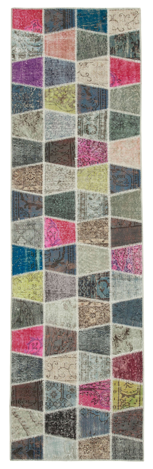 3x10 Hand-Knotted Patchwork Runner Rug - 37721