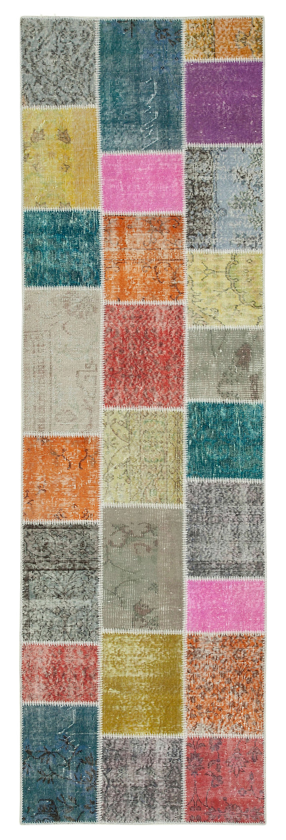 3x10 Hand-Knotted Patchwork Runner Rug - 37731