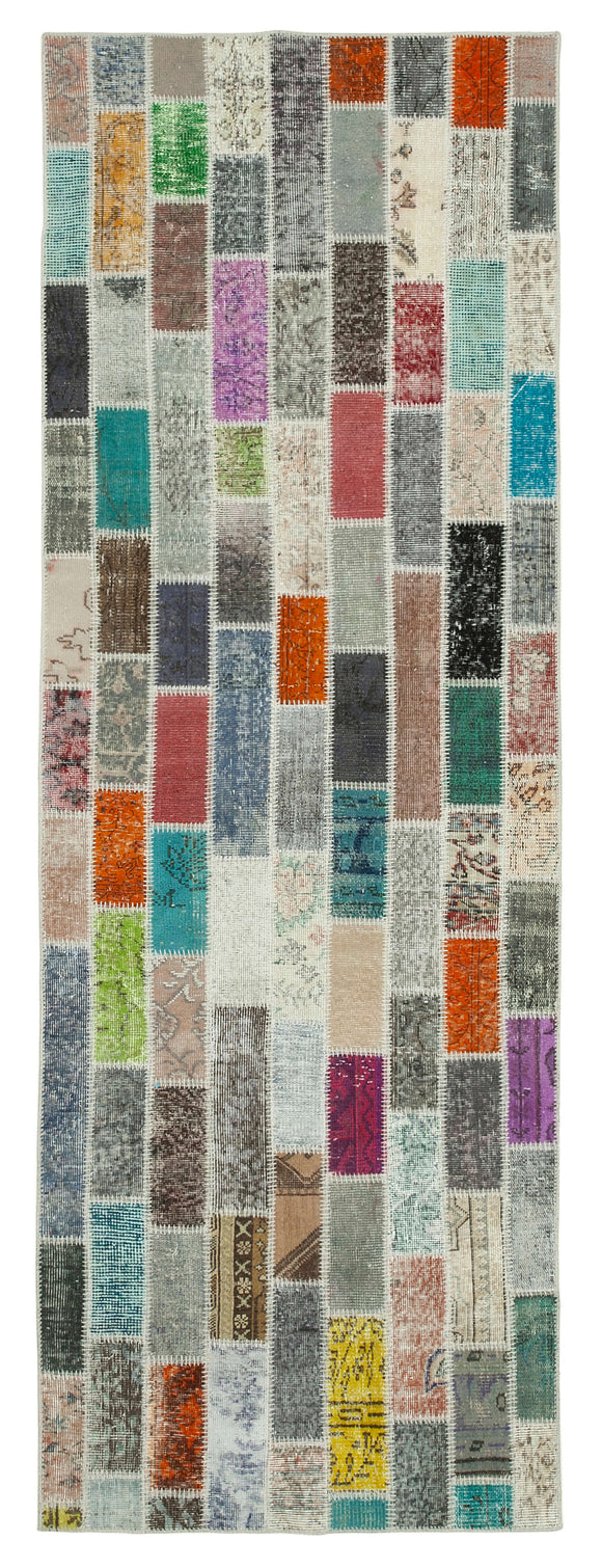 3x10 Hand-Knotted Patchwork Runner Rug - 37734