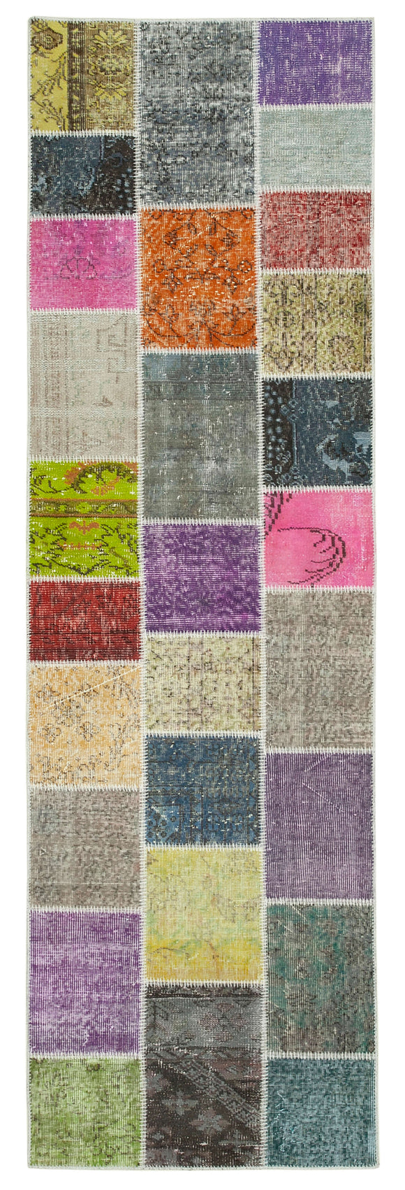 3x10 Hand-Knotted Patchwork Runner Rug - 37735