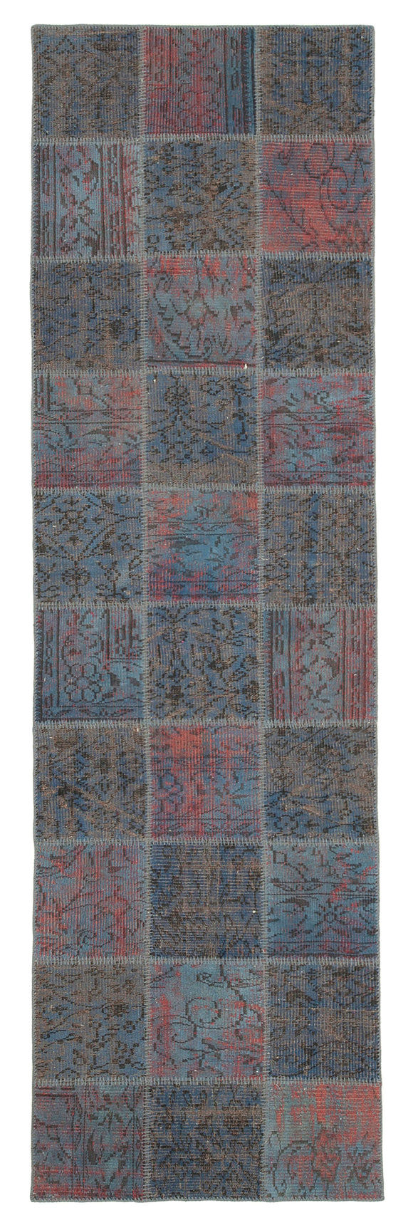 3x10 Hand-Knotted Patchwork Runner Rug - 37744