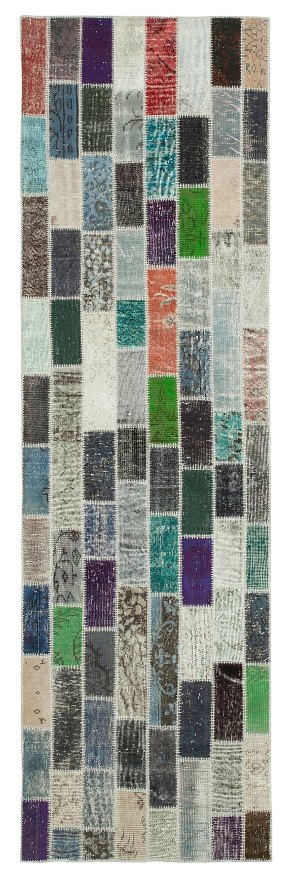 3x10 Hand-Knotted Patchwork Runner Rug - 37746