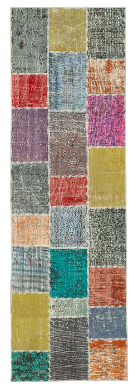 3x10 Hand-Knotted Patchwork Runner Rug - 37748