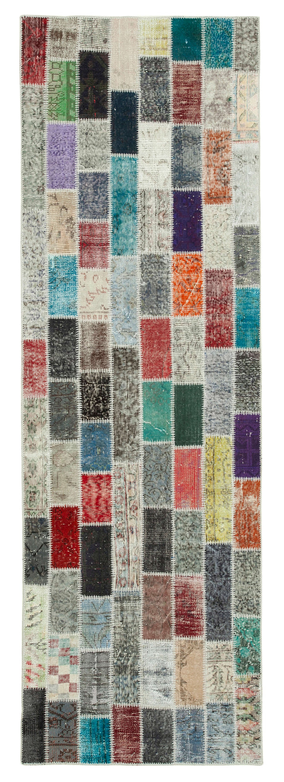 3x10 Hand-Knotted Patchwork Runner Rug - 37750