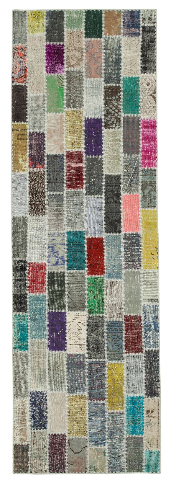 3x10 Hand-Knotted Patchwork Runner Rug - 37752