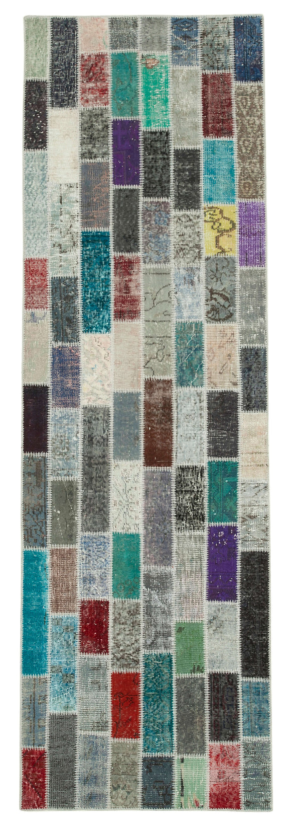 3x10 Hand-Knotted Patchwork Runner Rug - 37755