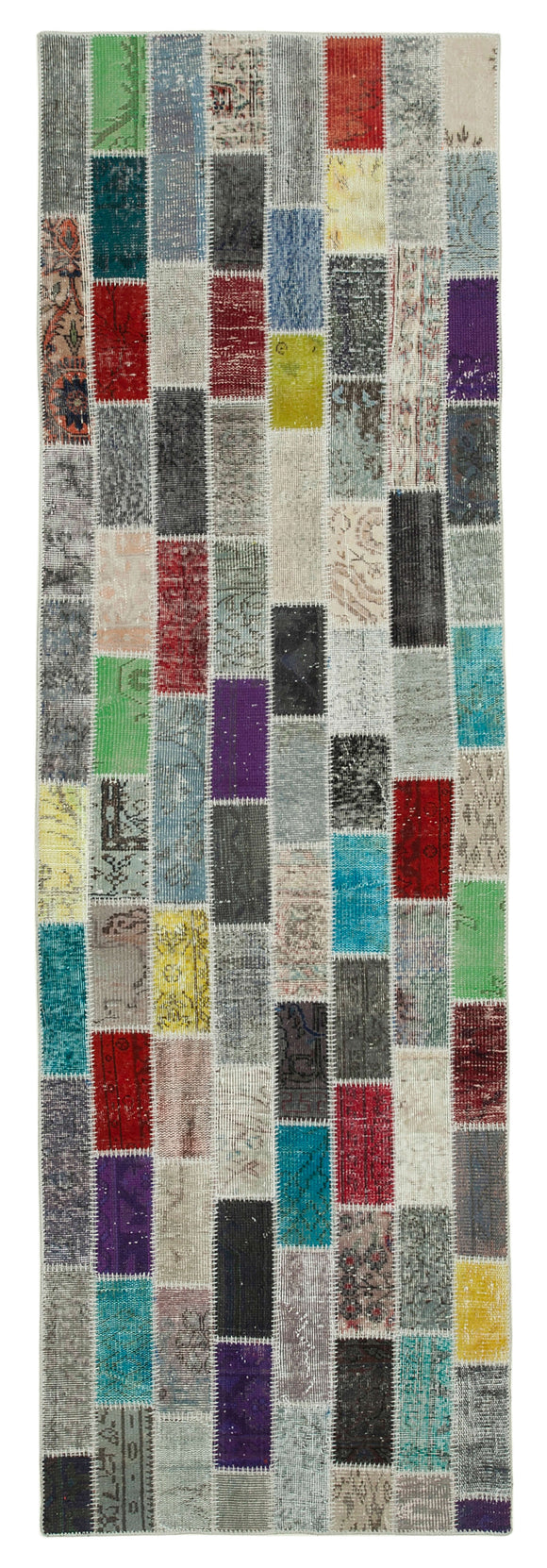 3x10 Hand-Knotted Patchwork Runner Rug - 37757