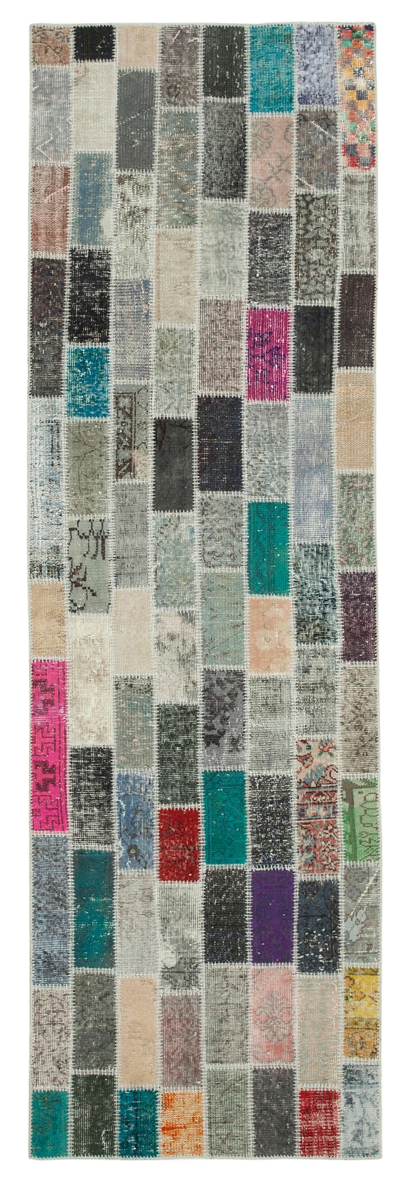 3x10 Hand-Knotted Patchwork Runner Rug - 37758