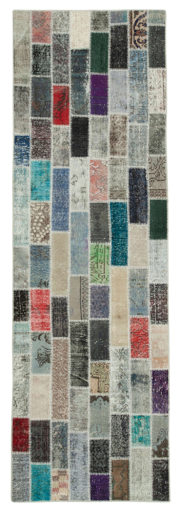 3x10 Hand-Knotted Patchwork Runner Rug - 37759
