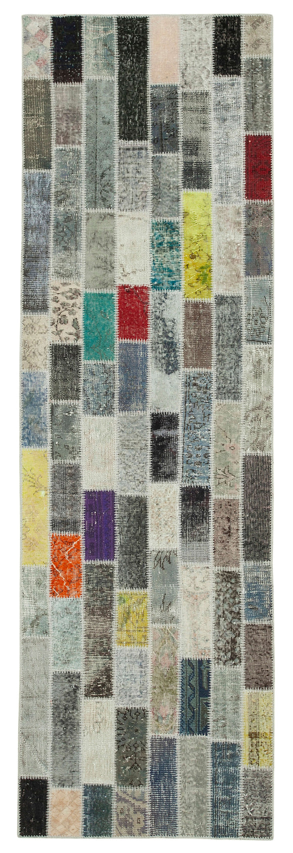 3x10 Hand-Knotted Patchwork Runner Rug - 37760