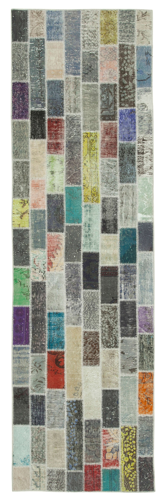 3x11 Hand-Knotted Patchwork Runner Rug - 37761
