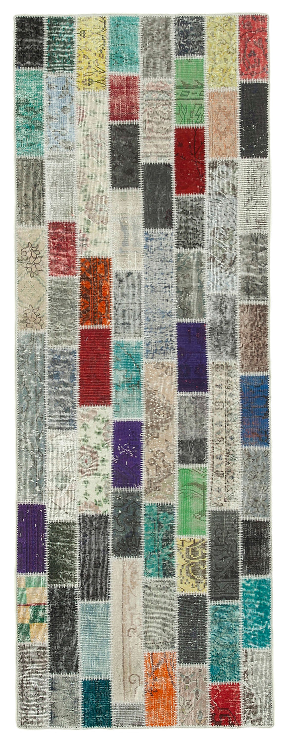 3x9 Hand-Knotted Patchwork Runner Rug - 37765