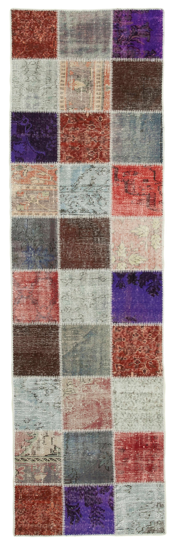 3x10 Hand-Knotted Patchwork Runner Rug - 37767
