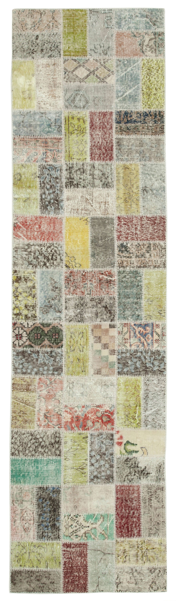 3x10 Hand-Knotted Patchwork Runner Rug - 37769