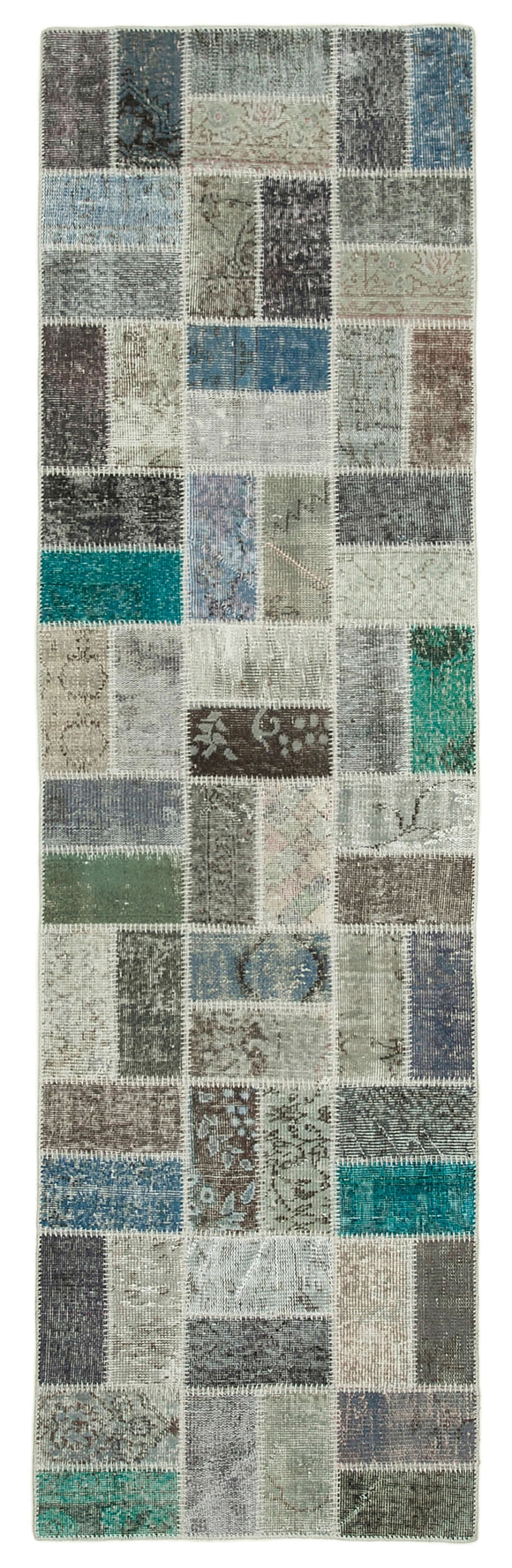 3x10 Hand-Knotted Patchwork Runner Rug - 37773