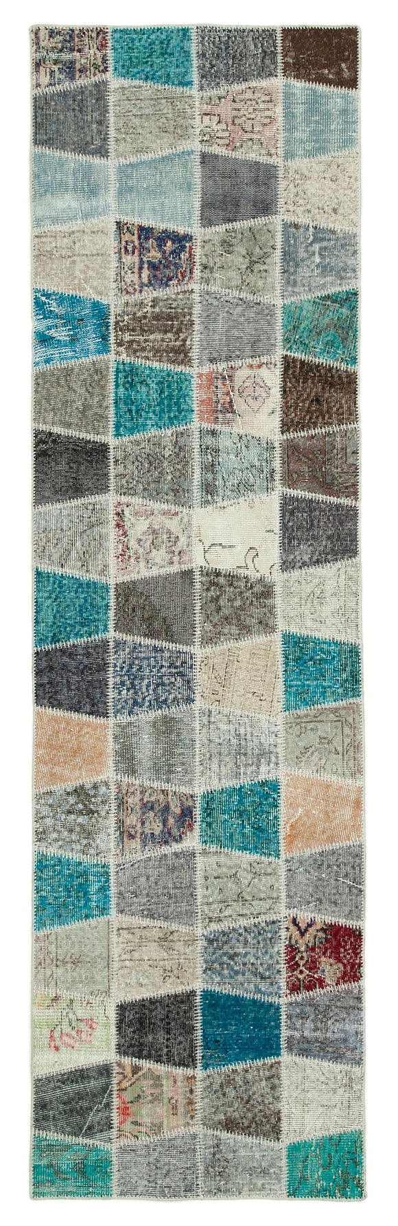3x10 Hand-Knotted Patchwork Runner Rug - 37777
