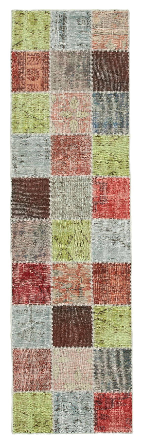 3x10 Hand-Knotted Patchwork Runner Rug - 37779