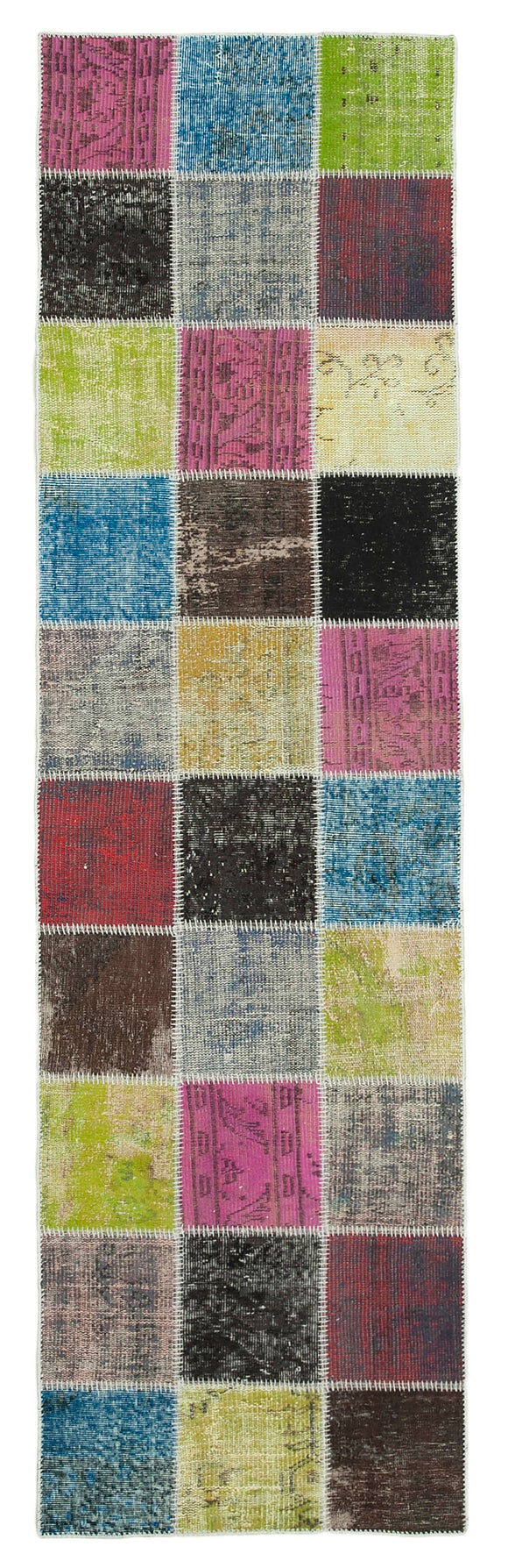 3x10 Hand-Knotted Patchwork Runner Rug - 37780