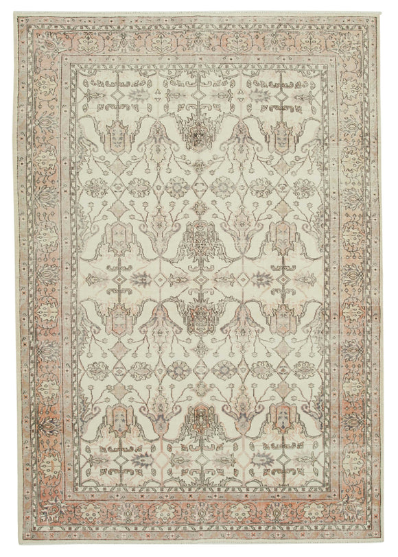6' 9'' x 10' Handmade Beige Vintage Rug