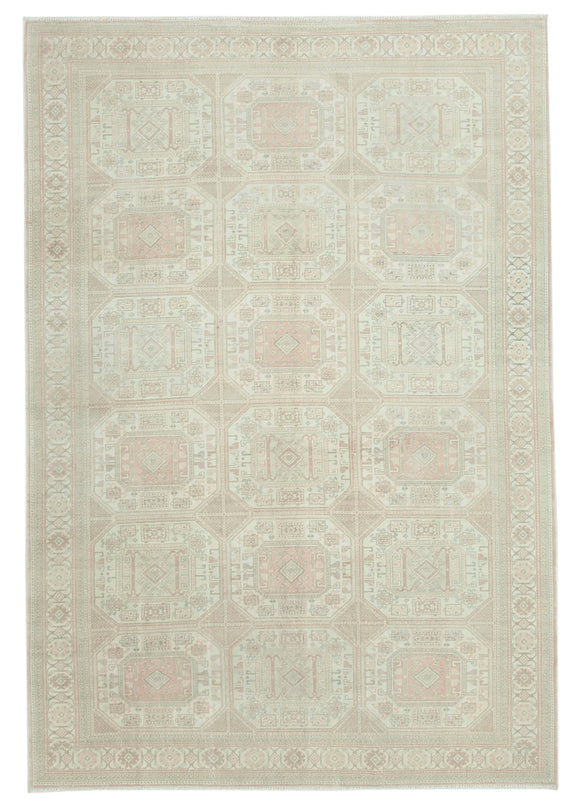 6' 6'' x 9' 5'' Beige Vintage Turkish Rug