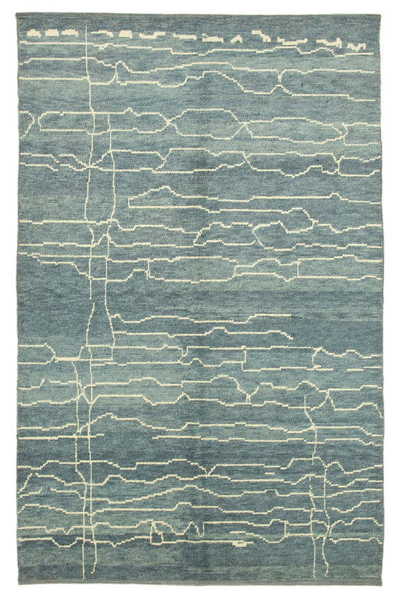 6' 5'' x 10' 3'' Blue Color Moroccan Rug
