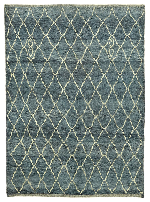 5' 8'' x 7' 5'' Blue Color Moroccan Rug