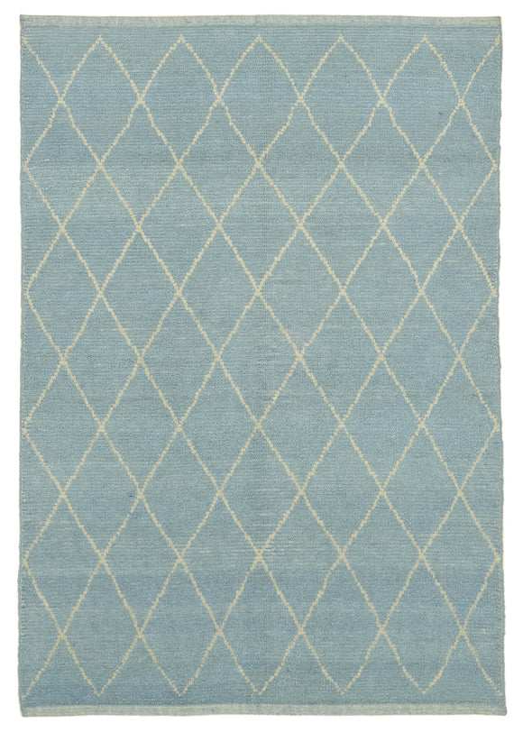 5' 4'' x 7' 5'' Blue Color Moroccan Rug