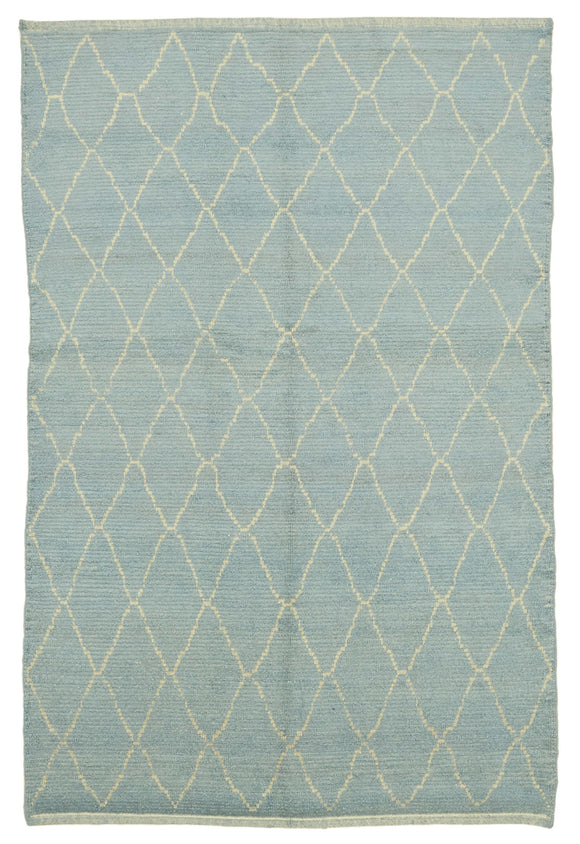 5' 6'' x 8' 2'' Blue Color Moroccan Rug