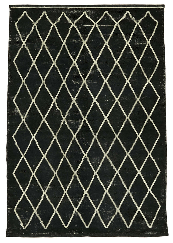 5' 5'' x 7' 9'' Black Color Moroccan Rug
