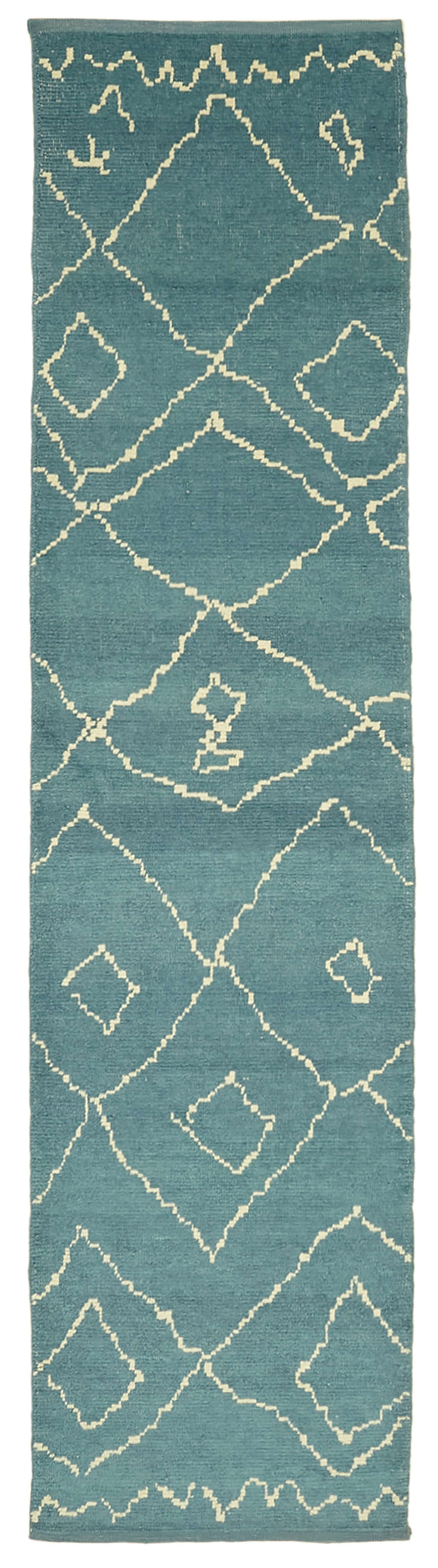 3' 1'' x 12' 4'' Blue Moroccan Runner Rug
