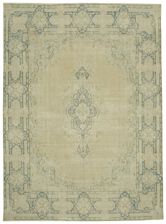 9' 4'' x 12' 9'' Beige Hand-Knotted Vintage Persian Rug