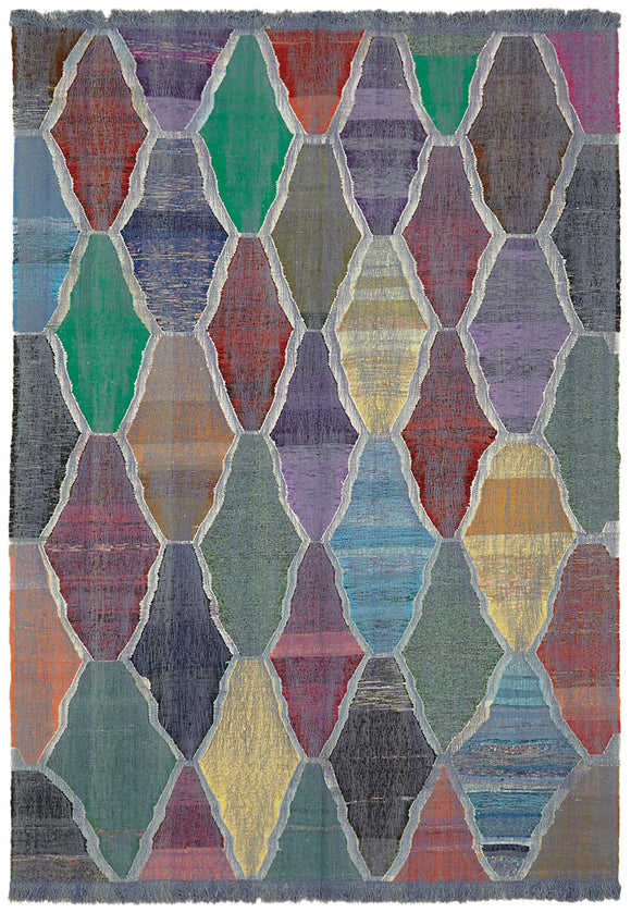 9x12 One-of-a-Kind Turkish Rewoven Rag Rug - 41878