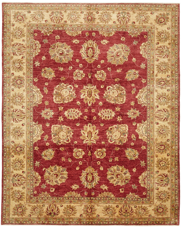 8' 1'' x 9' 9'' Beige and Red Oushak Rug