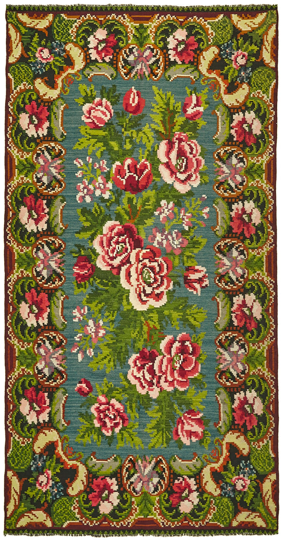 5' 5'' x 10' 3'' Moldovan Rose Kilim Rug
