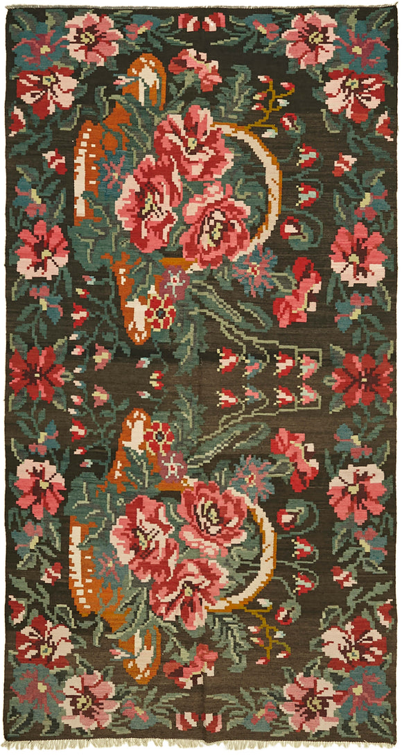 5' 11'' x 10' 6'' Handmade Rose Kilim Rug