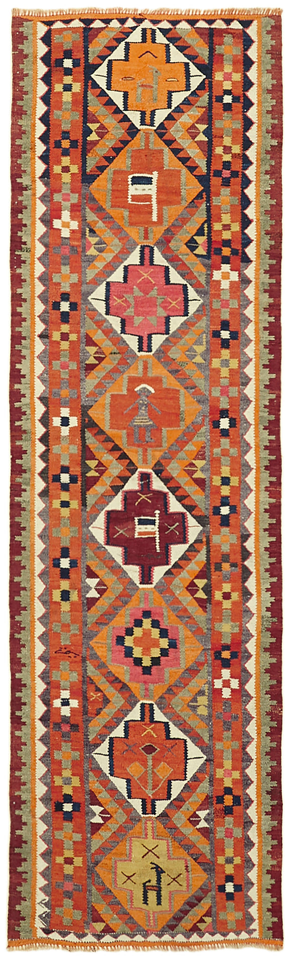3x9 Vintage Tribal Kilim Runner -42794