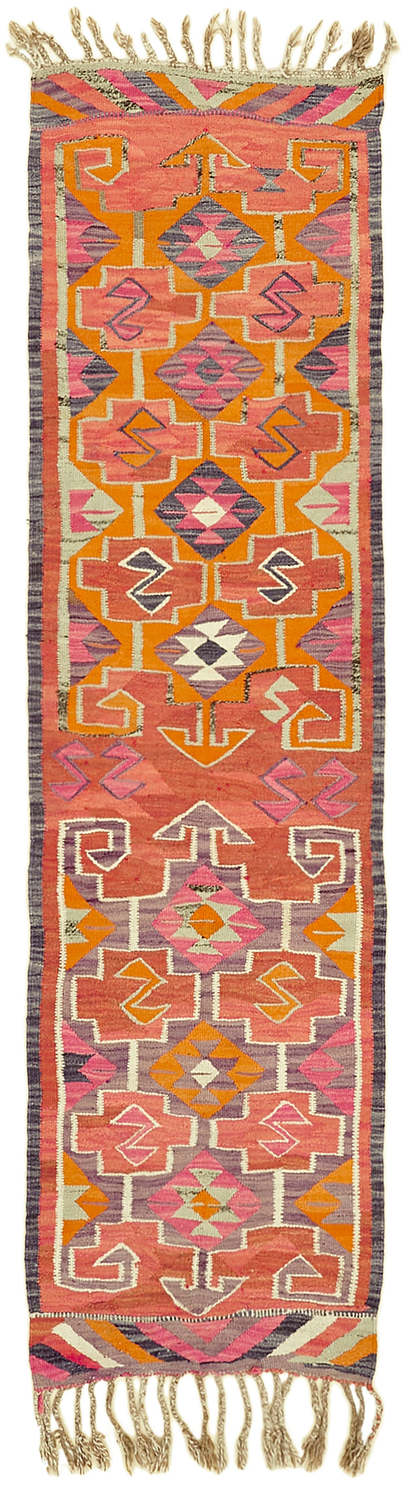 3' 1'' x 10' 4'' Handmade Bohemian Runner Kilim