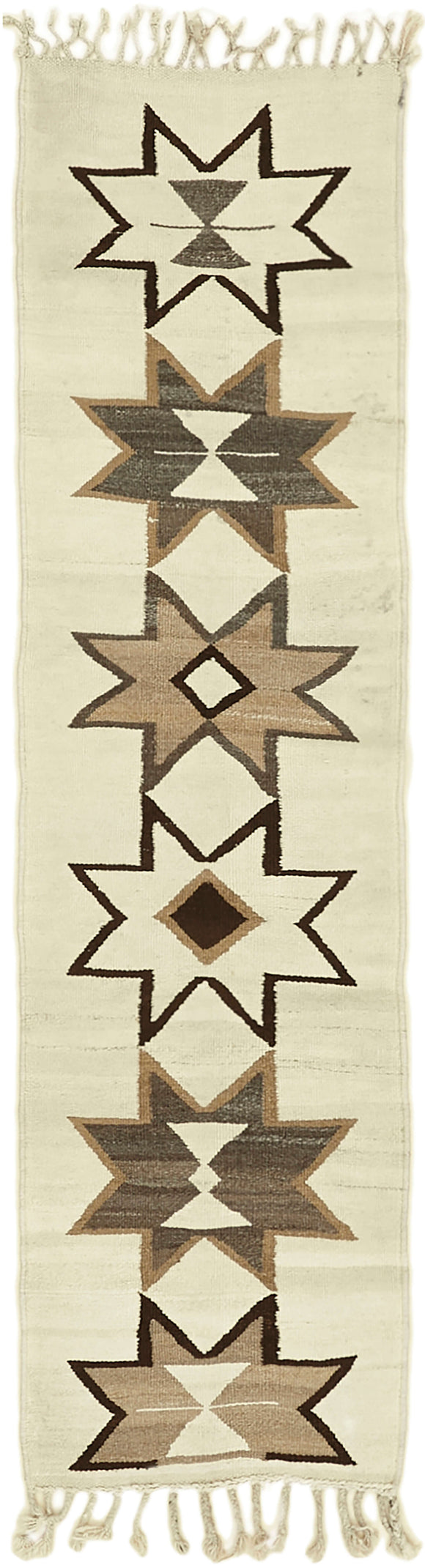 3x9 White Bohemian Runner Kilim Rug -42838