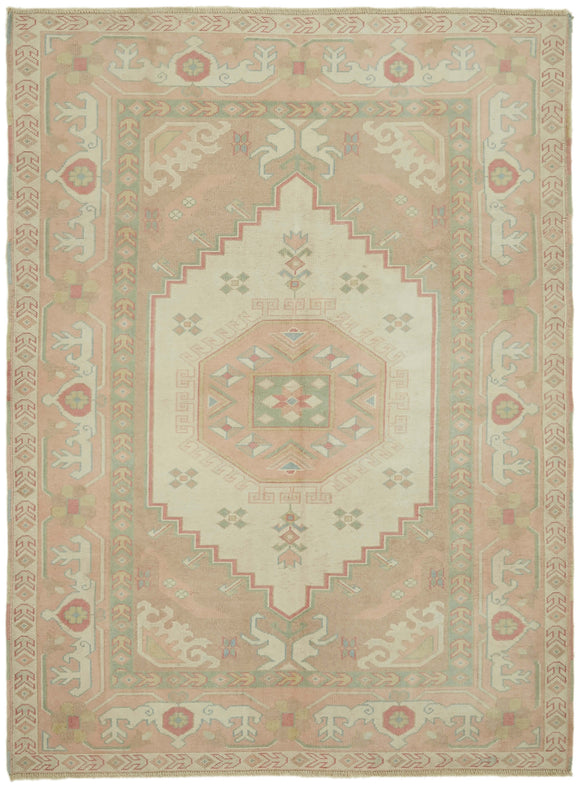 6' x 8' 1'' Beige Handmade Oriental Rug