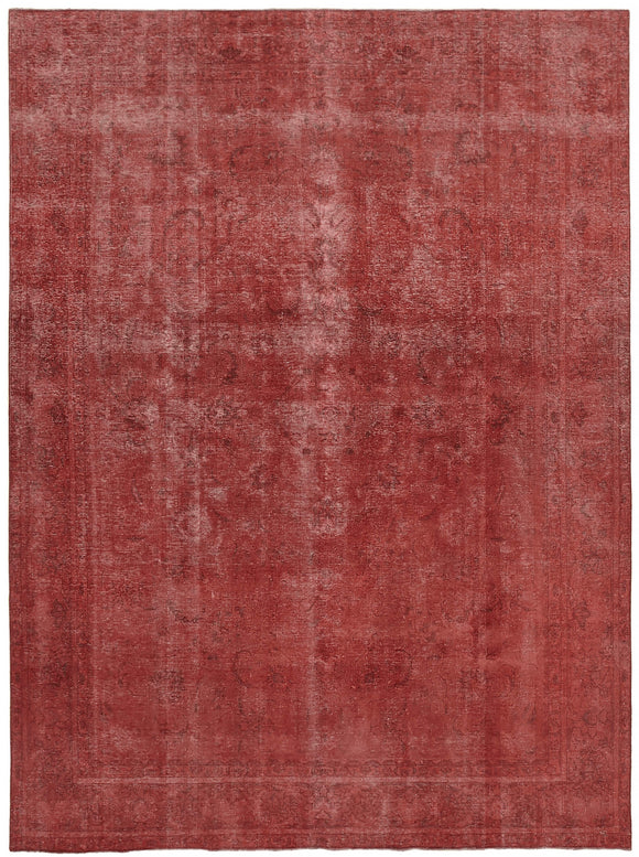 9' 9'' x 13' Red Over-dyed Large Area Rug