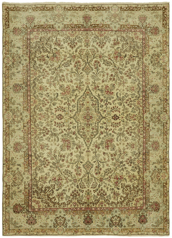 8' 8'' x 11' 11'' Beige Vintage Handmade Rug