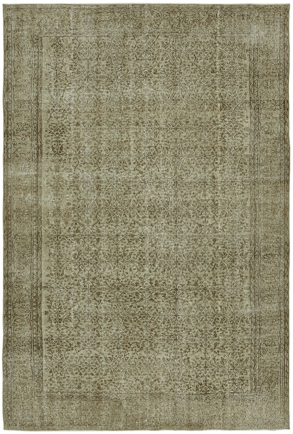 7x10 Beige Turkish Vintage Area Rug - 44541