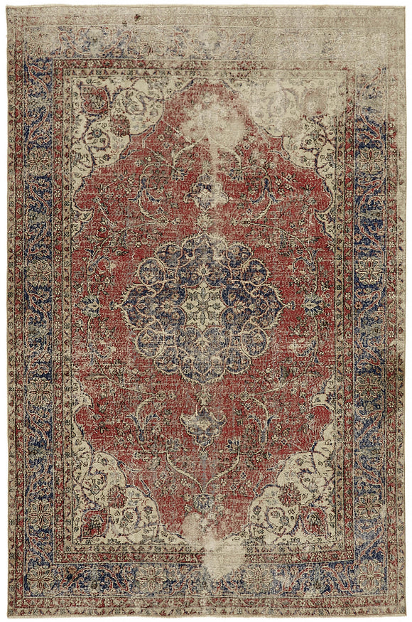 7x10 Vintage Turkish Hand-Knotted Rug - 44759