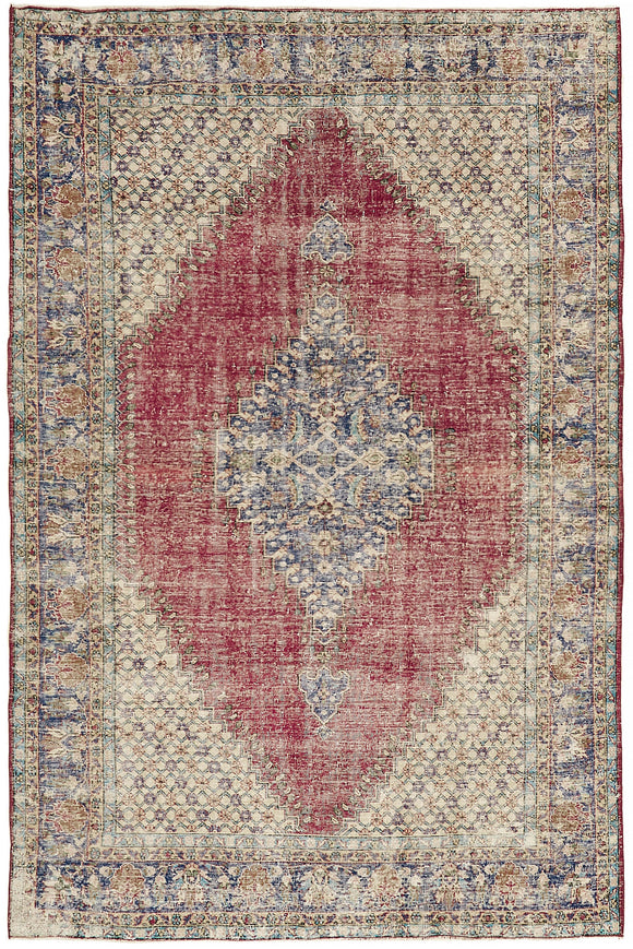 7x11 Vintage Turkish Hand-Knotted Rug - 44828