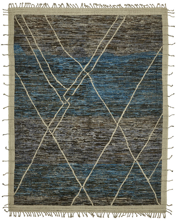 9x12 Blue Modern Tribal Rug - 45580