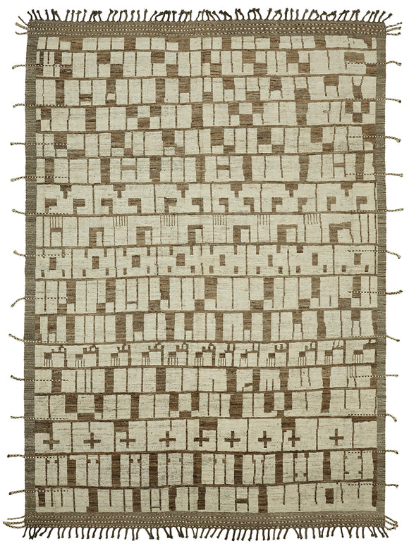 9x13 Beige Modern Tribal Rug - 45612